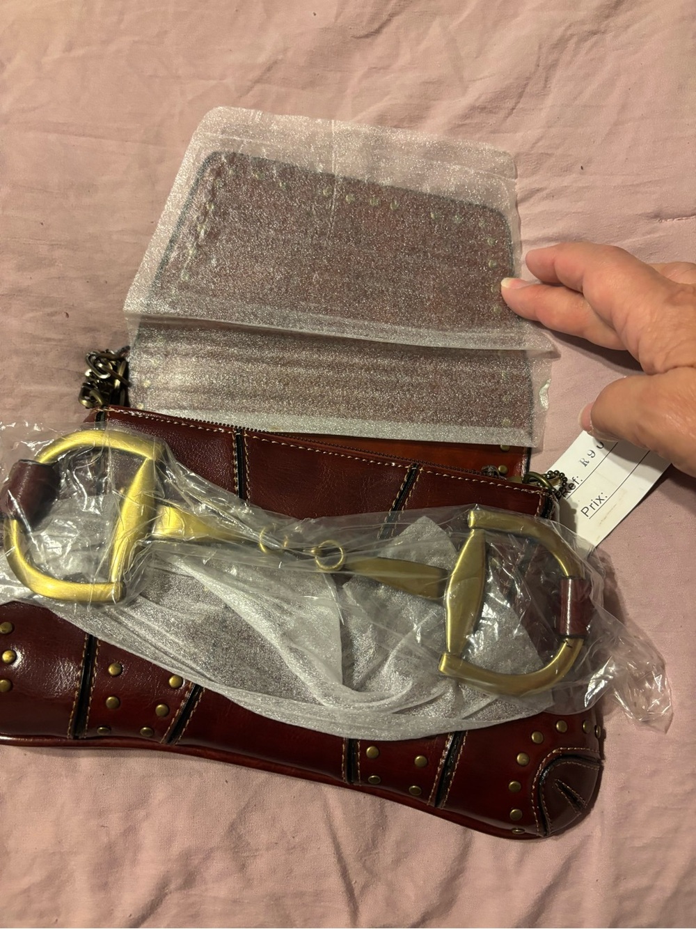 Vintage Rina Rich Brown Studded Leather Shoulder Bag - Picture 2 of 9